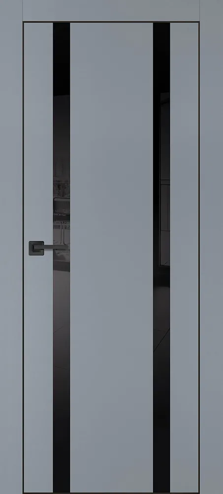 Фото Межкомнатная дверь ПХ-9  черная кромка с 4-х ст. Серый матовый